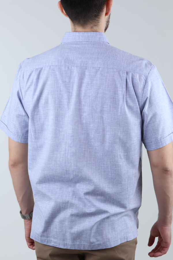 Camisa Tipo Guayabera Azul Plúmbago Para Hombre Corte Clásico